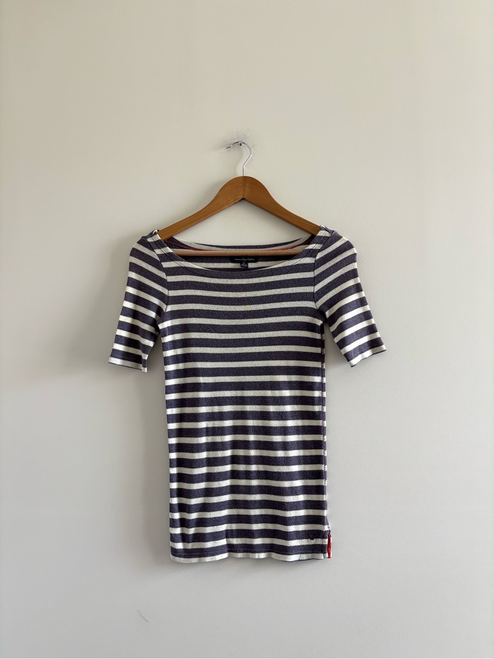 Y2K VTG American Eagle Top Purple White Stripe Cotton Women S Preppy Bella Swan